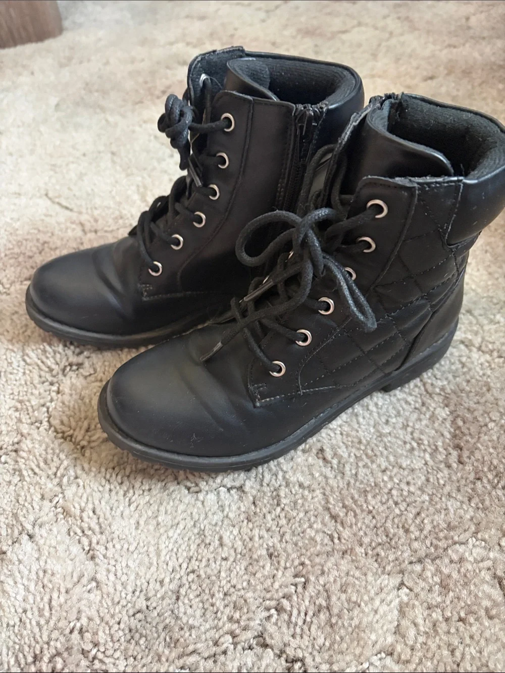 The Children's Place Black Quilted Lace-Up Kids' Boots